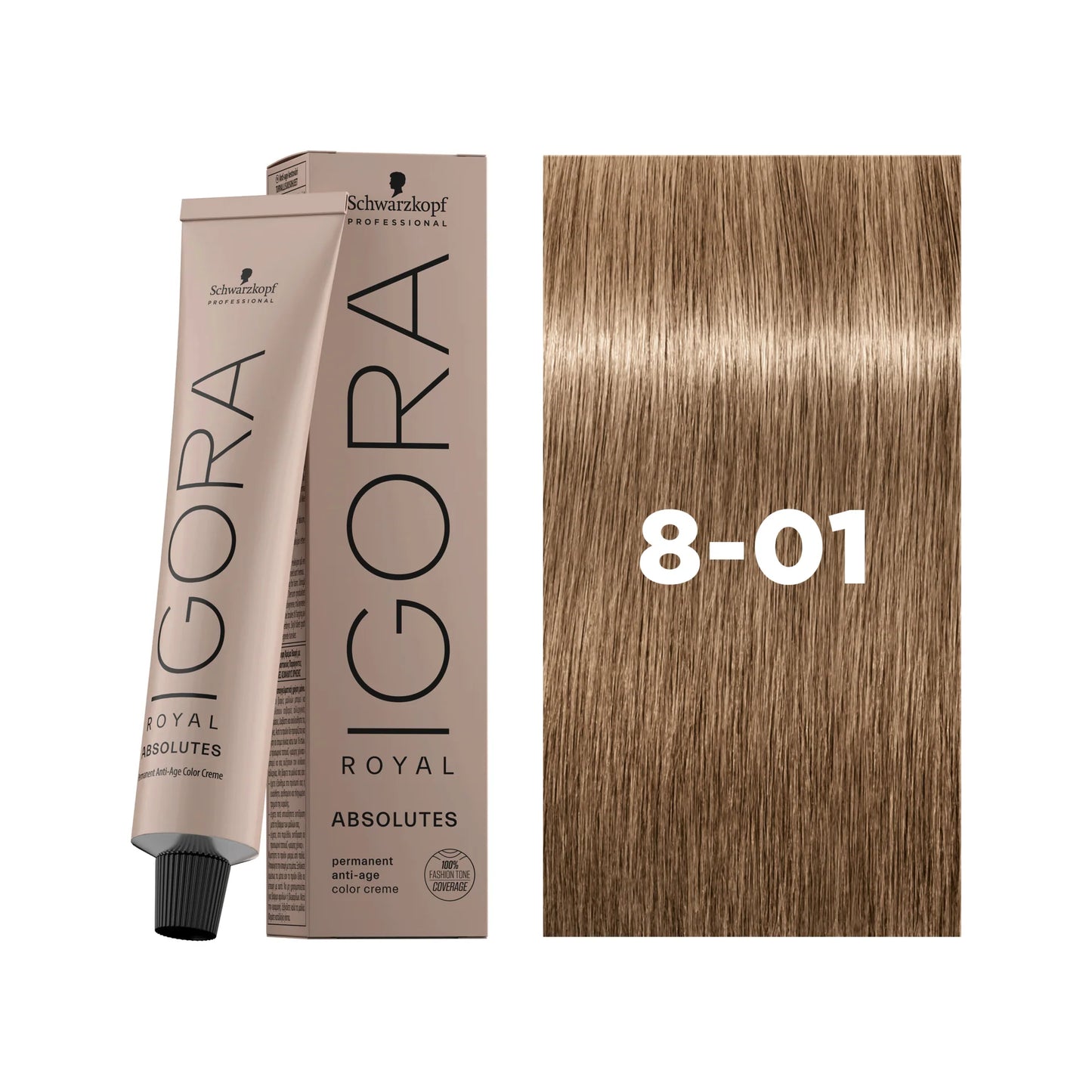 IGORA ROYAL ABSOLUTES Permanent Hair Color 8-01 Light Blonde Natural Cendré