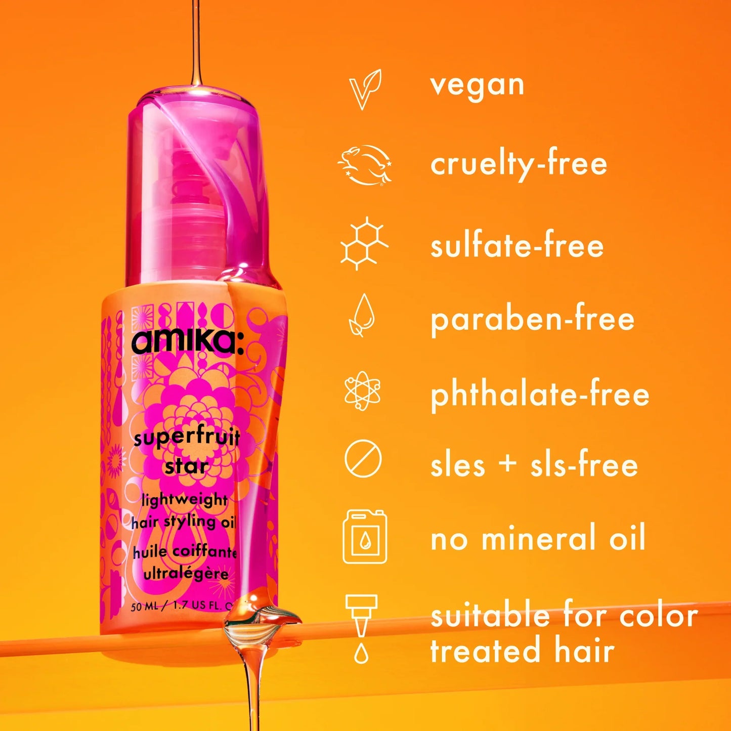 AMIKA Superfruit Star Lightweight Hair Styling Oil benefits