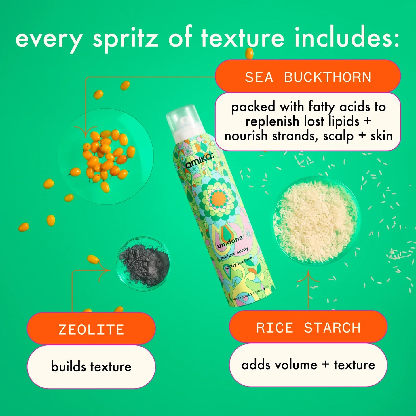 AMIKA Un.Done Texture Hair Spray key ingredients