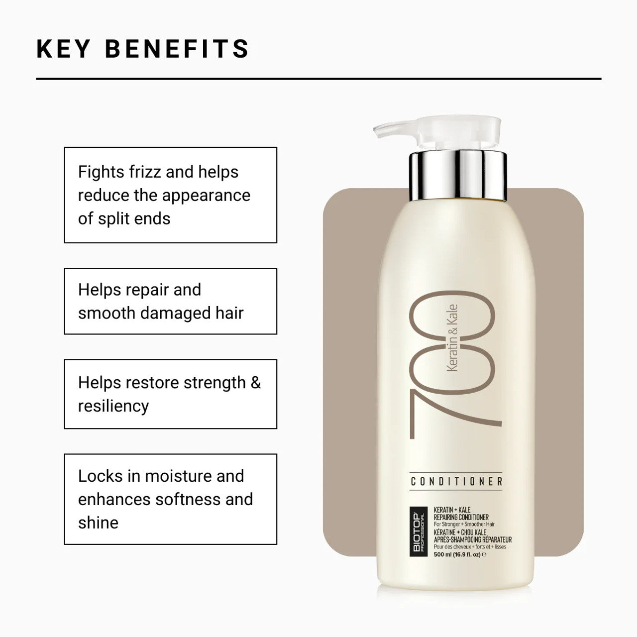 BIOTOP 700 Keratin+Kale Repairing Conditioner benefits