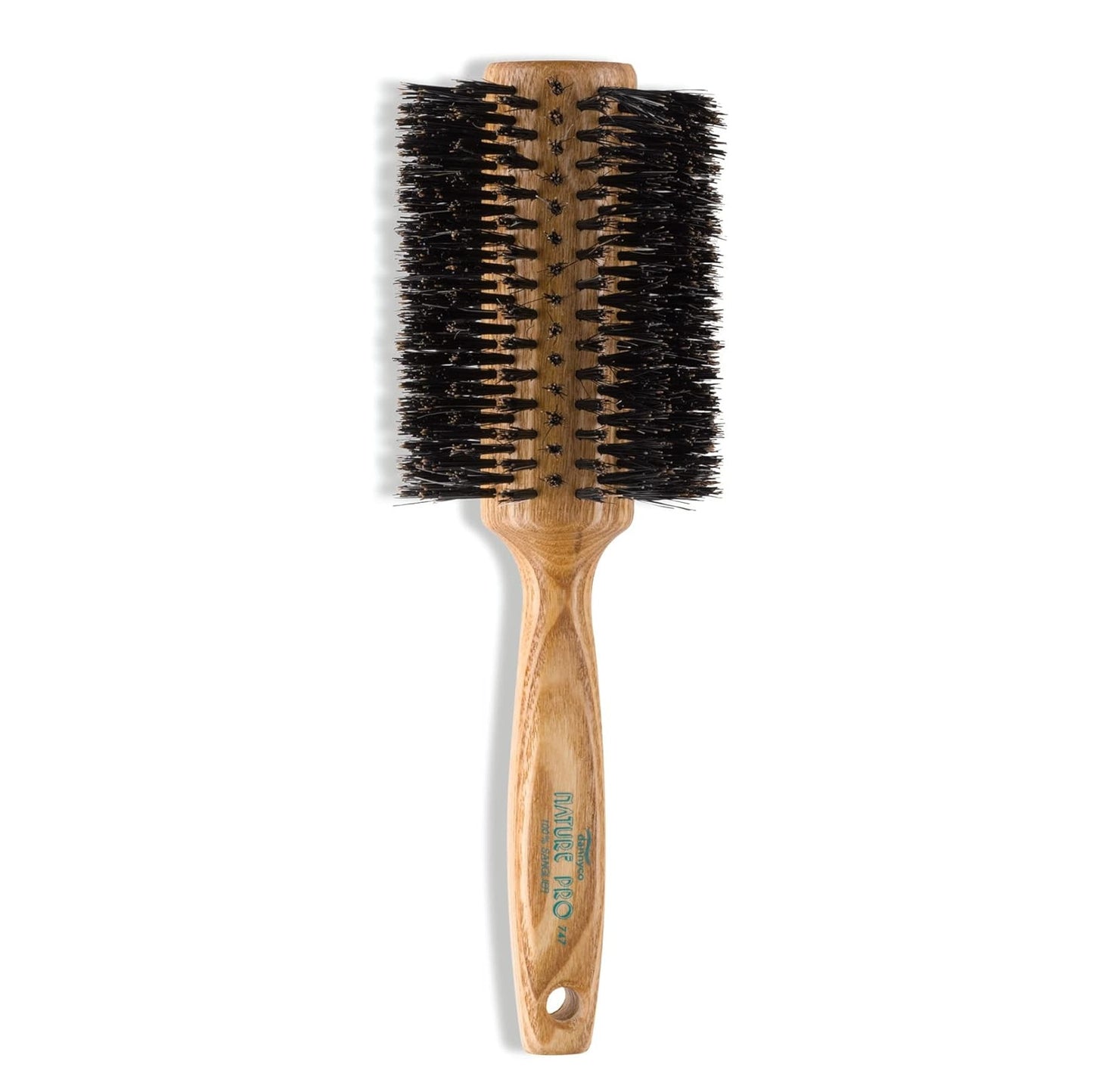 DANNYCO Nature Pro Circular Oak-Wood Brush - Natural Boar Bristles Jumbo (20-Row)