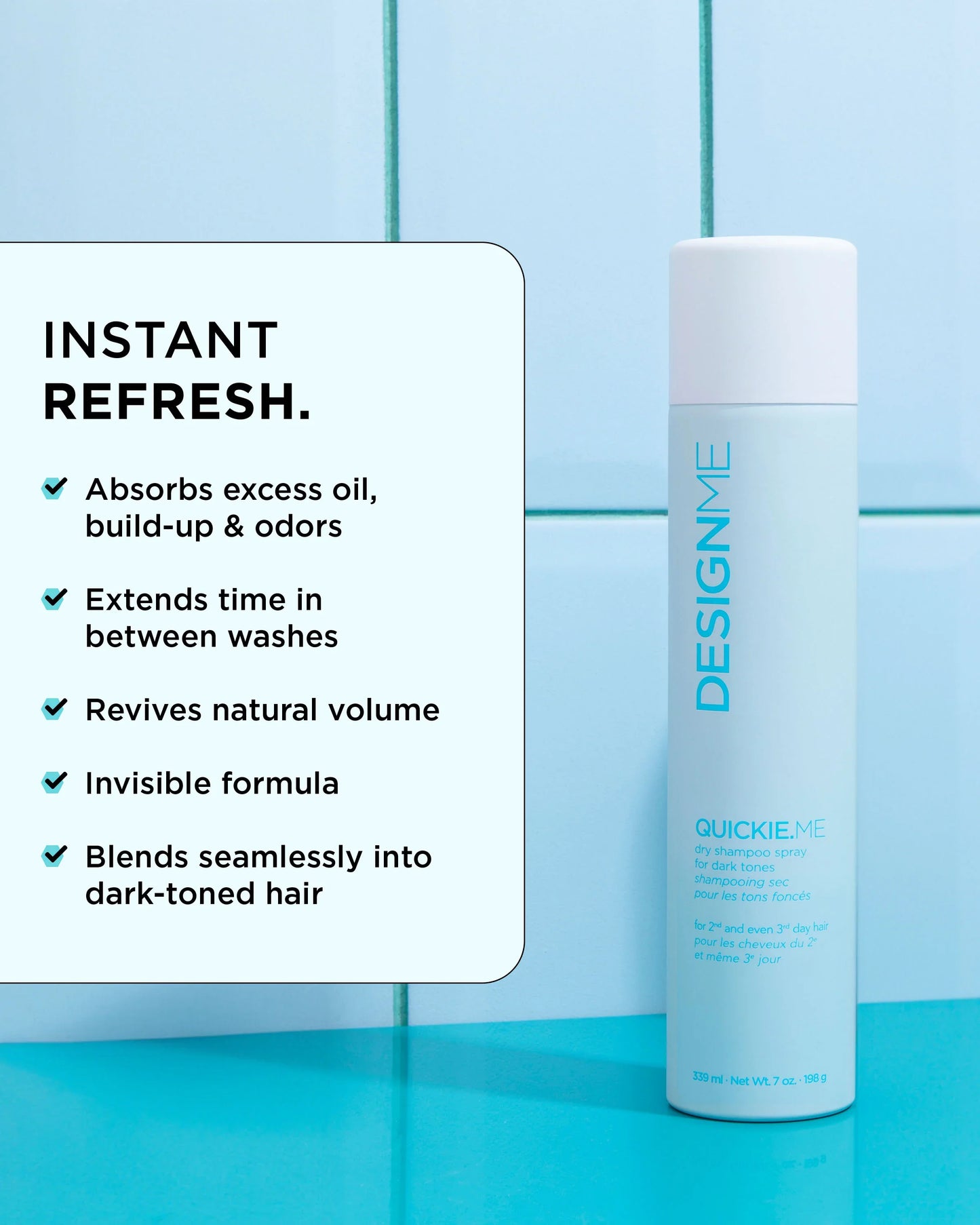 DESIGN.ME Quickie.me Dry Shampoo Dark Tones benefits