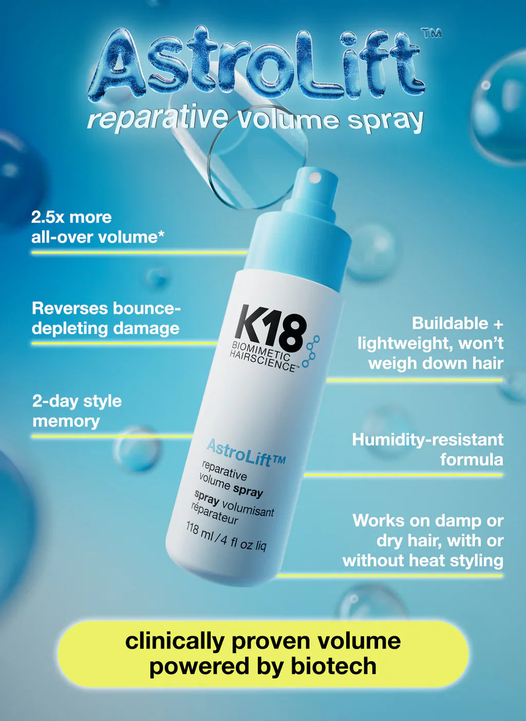 K18 AstroLift Reparative Volume Spray benefits