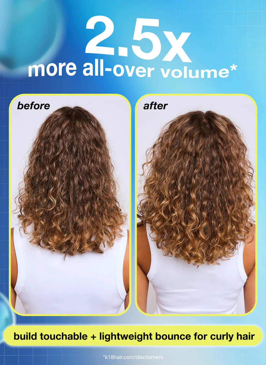 K18 AstroLift Reparative Volume Spray Before After