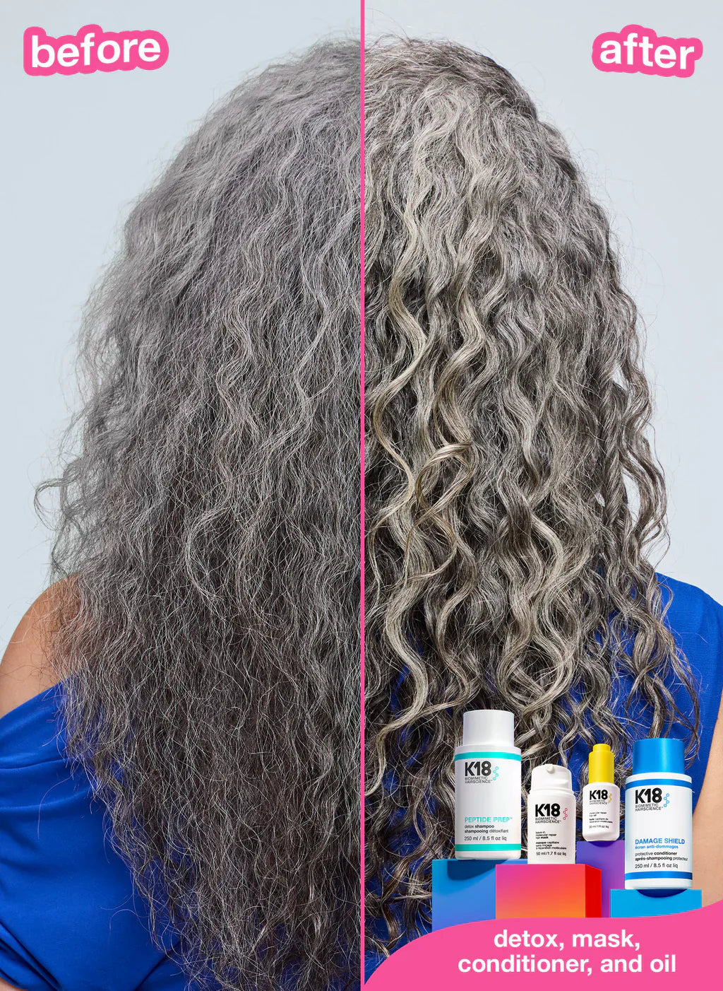 K18 Damage Shield pH Protective Conditioner Before After