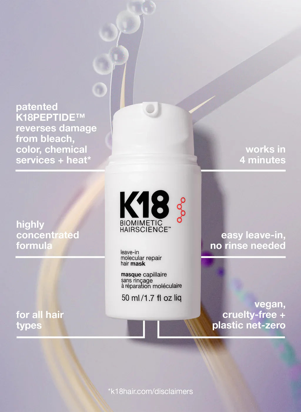 K18 Leave-In Molecular Repair Hair Mask benefits
