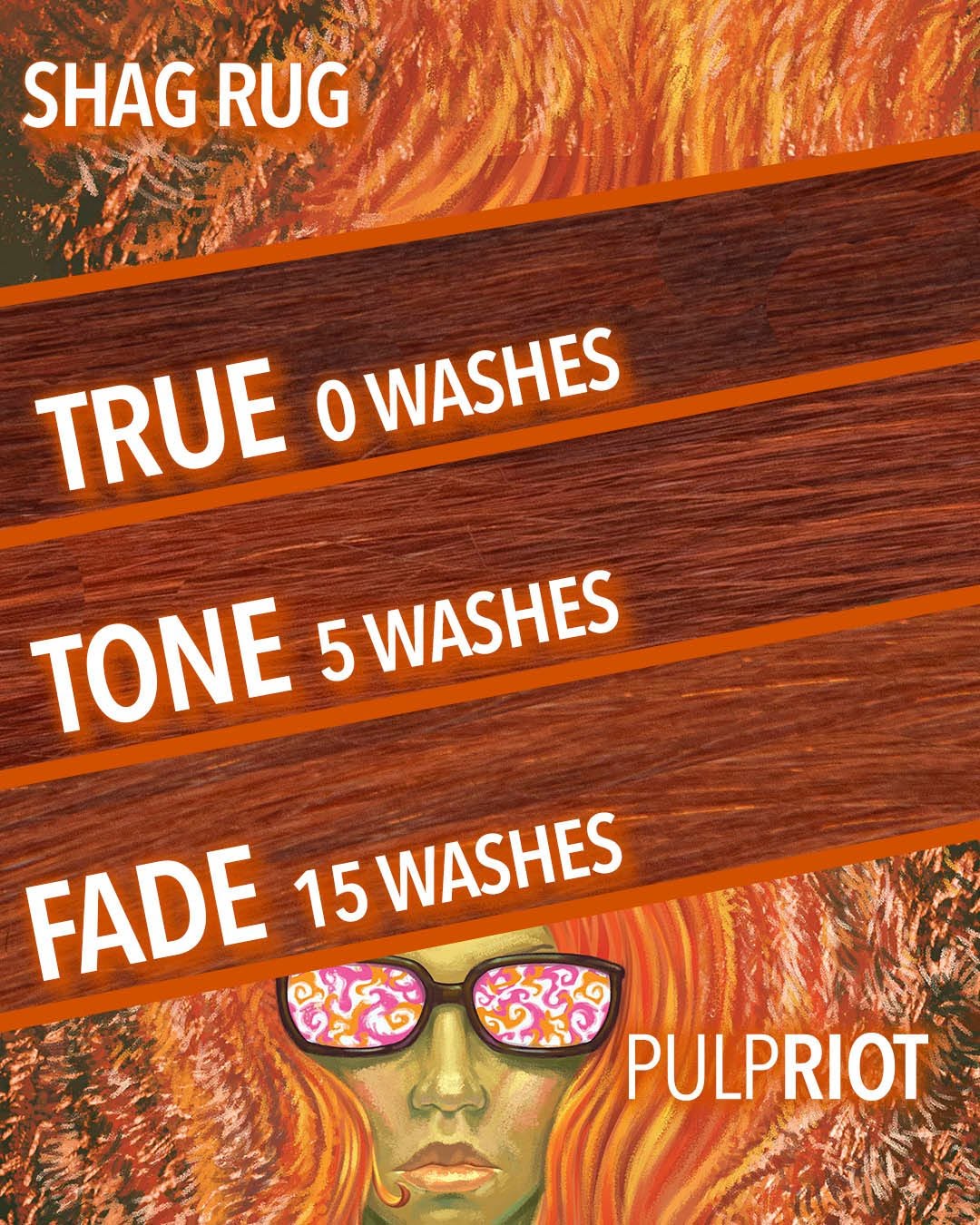 PULP RIOT Semi-Permanent Color Shag Rug Burnt Orange Wash