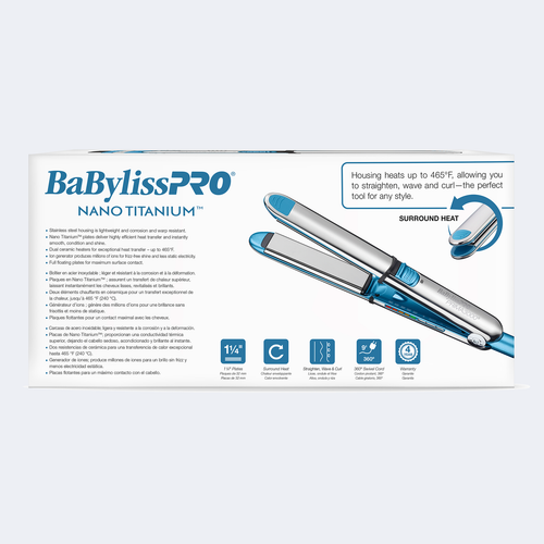 Load image 1 in gallery view. BaBylissPRO Nano Titanium Optima3000 Stainless Steel Flat Iron 1¼” / 32 mm