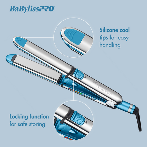 Load image 1 in gallery view. BaBylissPRO Nano Titanium Optima3000 Stainless Steel Flat Iron 1¼” / 32 mm
