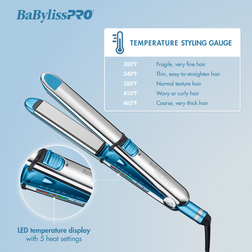 Load image 1 in gallery view. BaBylissPRO Nano Titanium Optima3000 Stainless Steel Flat Iron 1¼” / 32 mm