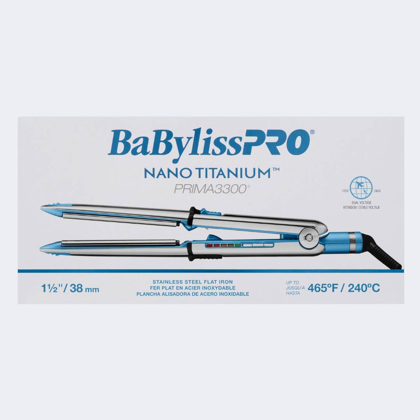 BaBylissPRO Nano Titanium Optima3300 Stainless Steel Flat Iron 1½” / 38 mm