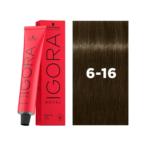 Load image 1 in gallery view. IGORA ROYAL Permanent Hair Color 6-16 Dark Blonde Cendré Chocolate