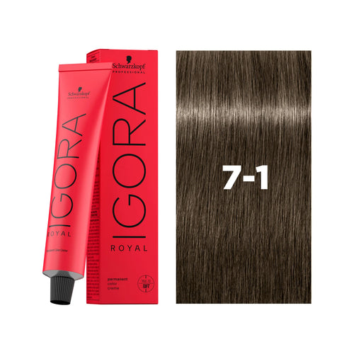Load image 1 in gallery view. IGORA ROYAL Permanent Hair Color 7-1 Medium Blonde Cendré