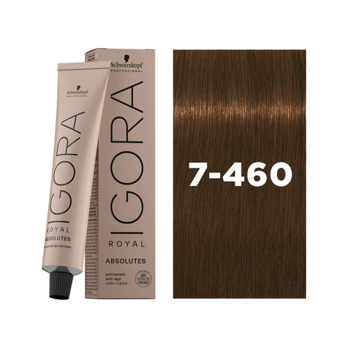 Load image 1 in gallery view. IGORA ROYAL ABSOLUTES Permanent Hair Color 7-460 Medium Blonde Beige Chocolate Natural