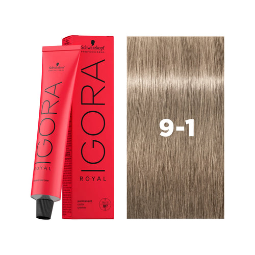 Load image 1 in gallery view. IGORA ROYAL Permanent Hair Color 9-1 Extra Light Blonde Cendré