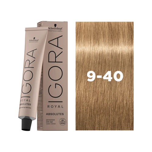 Load image 1 in gallery view. IGORA ROYAL ABSOLUTES Permanent Hair Color 9-40 Extra Light Blonde Beige Natural