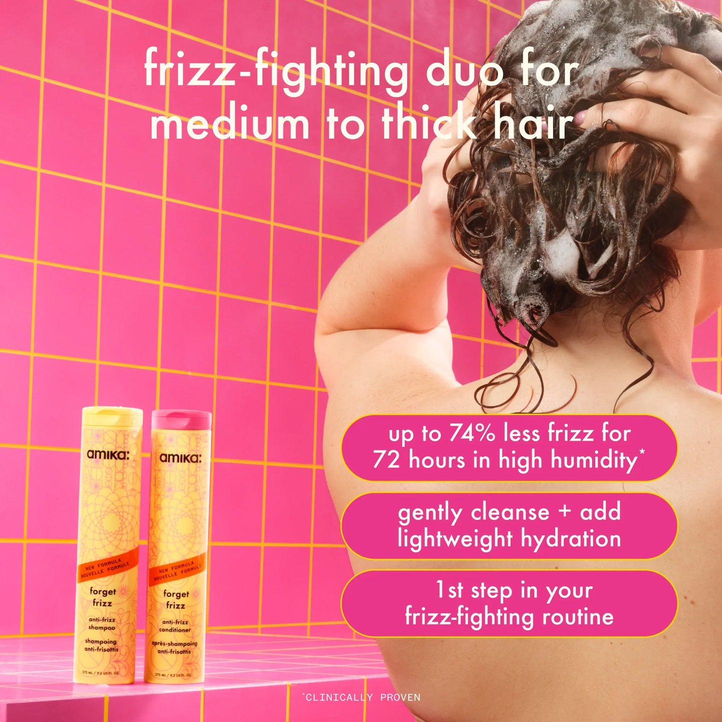 AMIKA Forget Frizz Anti-Frizz Shampoo benefits