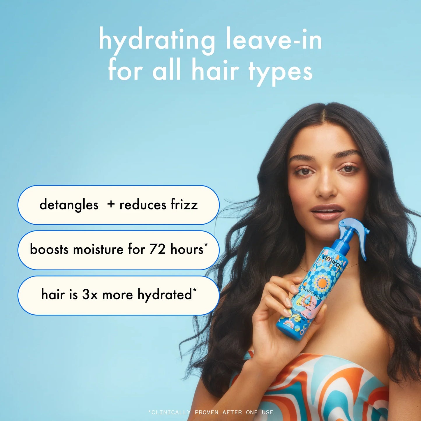 AMIKA Hydro Rush Intense Moisture Leave-In Conditioner benefits