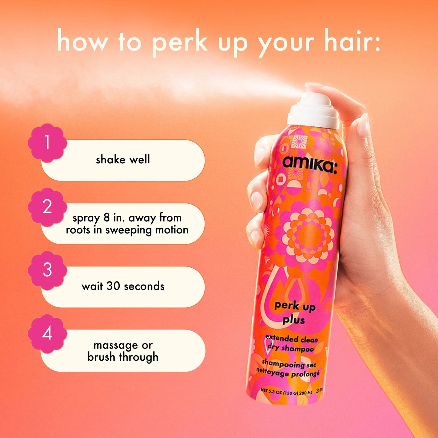 AMIKA Perk Up Plus Extended Dry Shampoo how to use