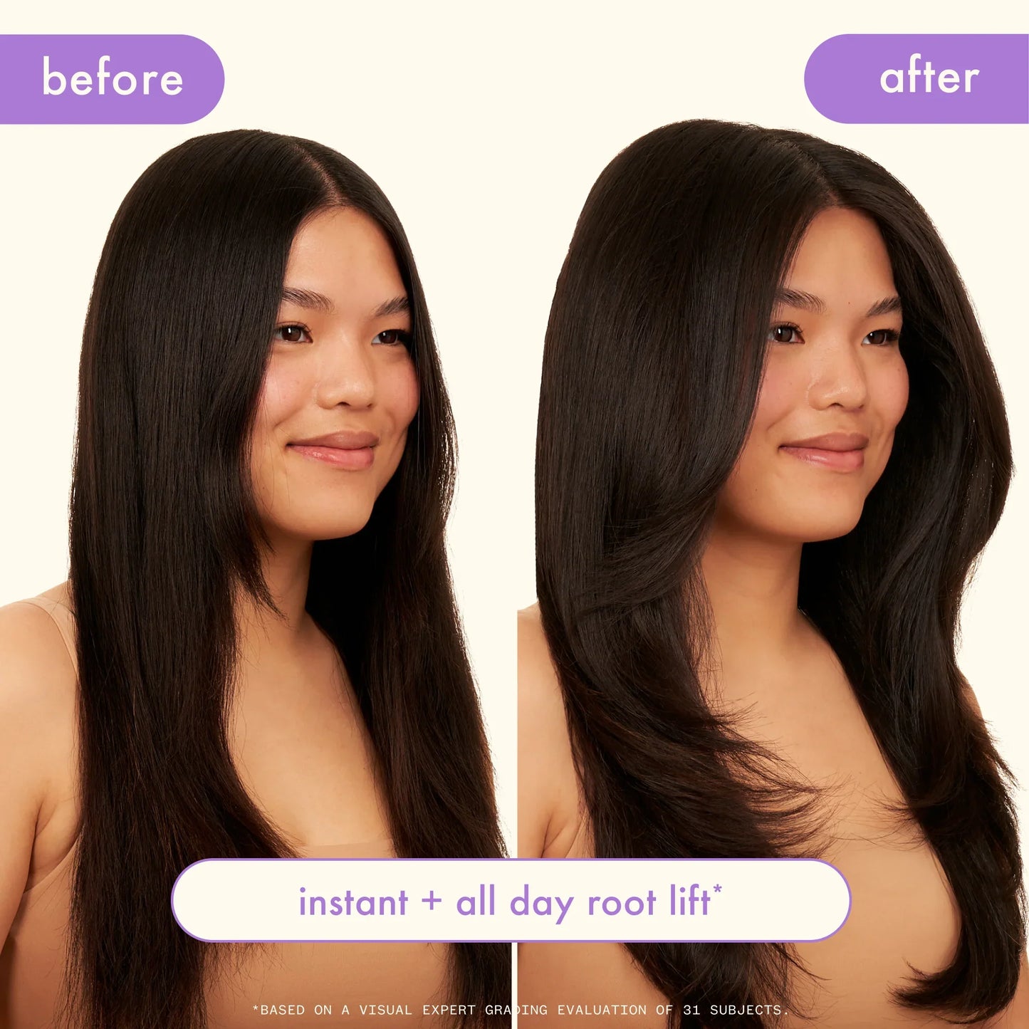 AMIKA Rising Star Volumizing Finishing Spray Before After