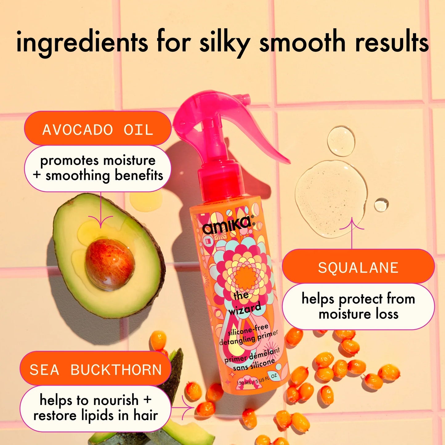 AMIKA The Wizard Silicone-Free Detangling Primer key ingredients