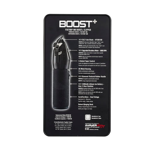 Load image 1 in gallery view. BaBylissPRO Boost+ Metal Lithium Clipper back of box