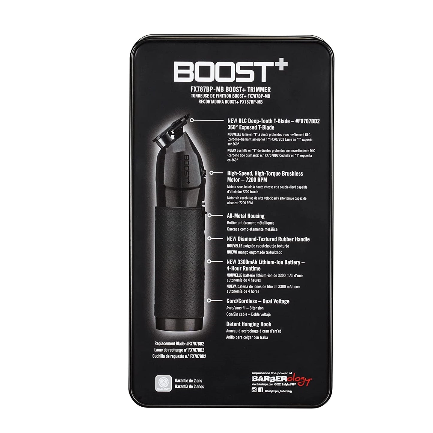 BaBylissPRO Boost+ Outlining Trimmer back of box