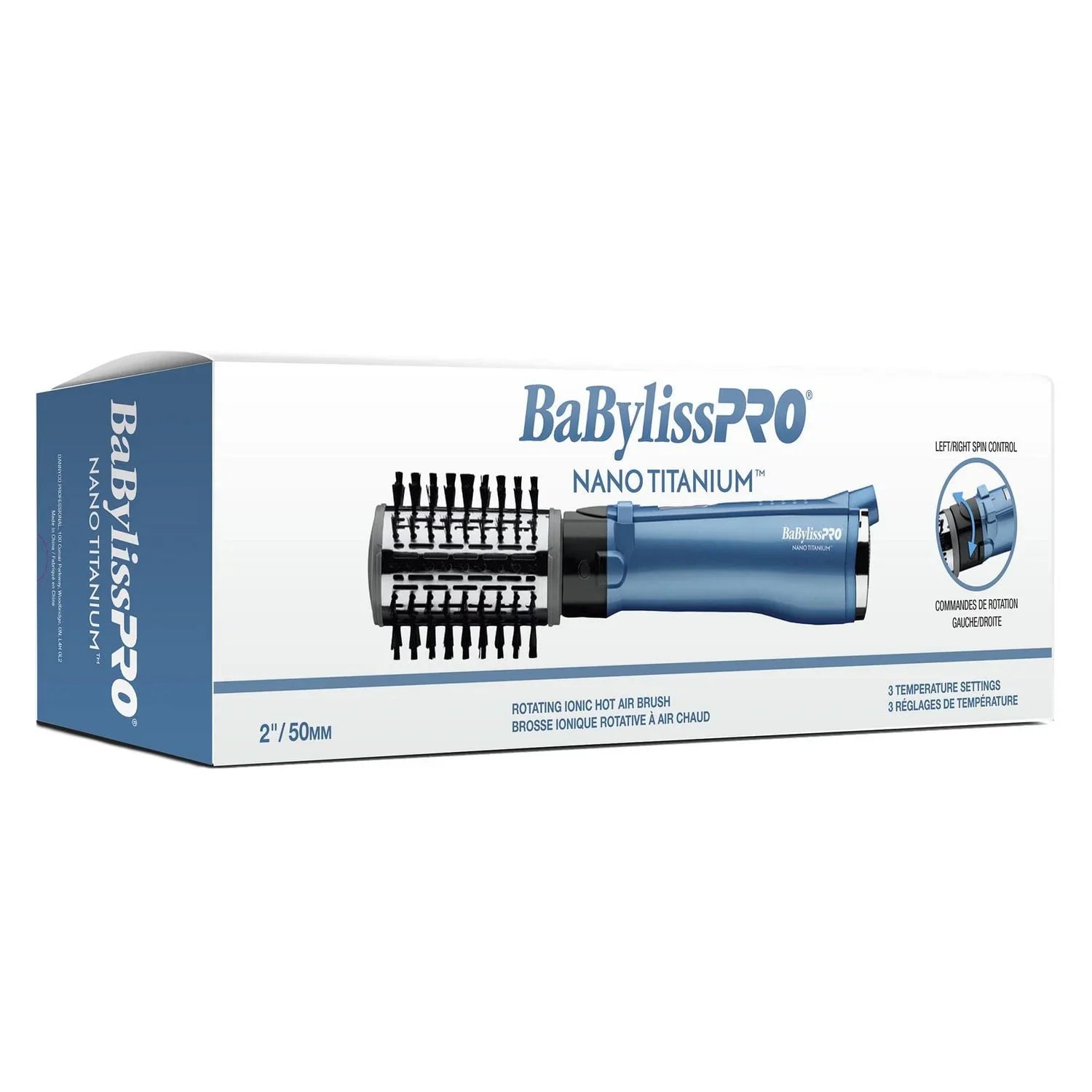 BaBylissPRO Nano Titanium Rotating Ionic Hot Air Brush in box