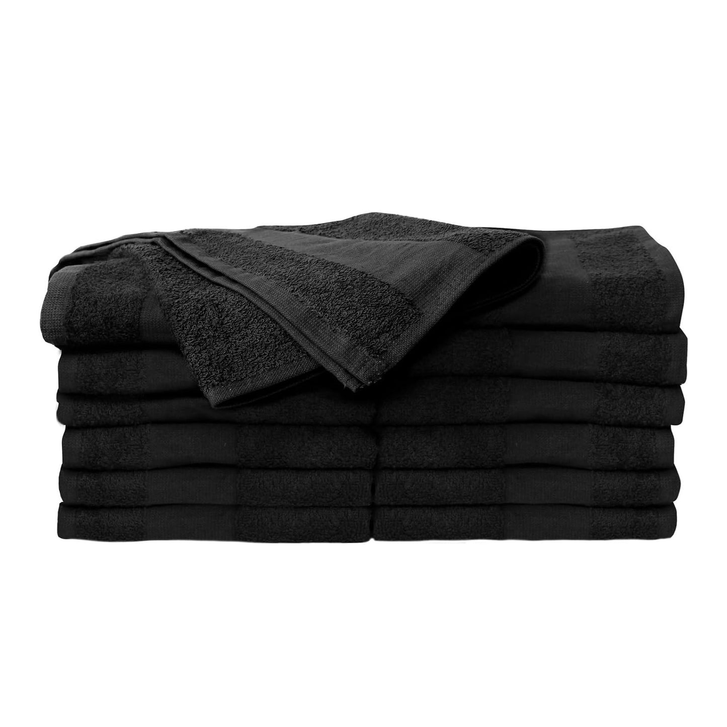 Bleach-Resistant Cotton Towels 25" x 16" / 12-Pack - Blue-Black
