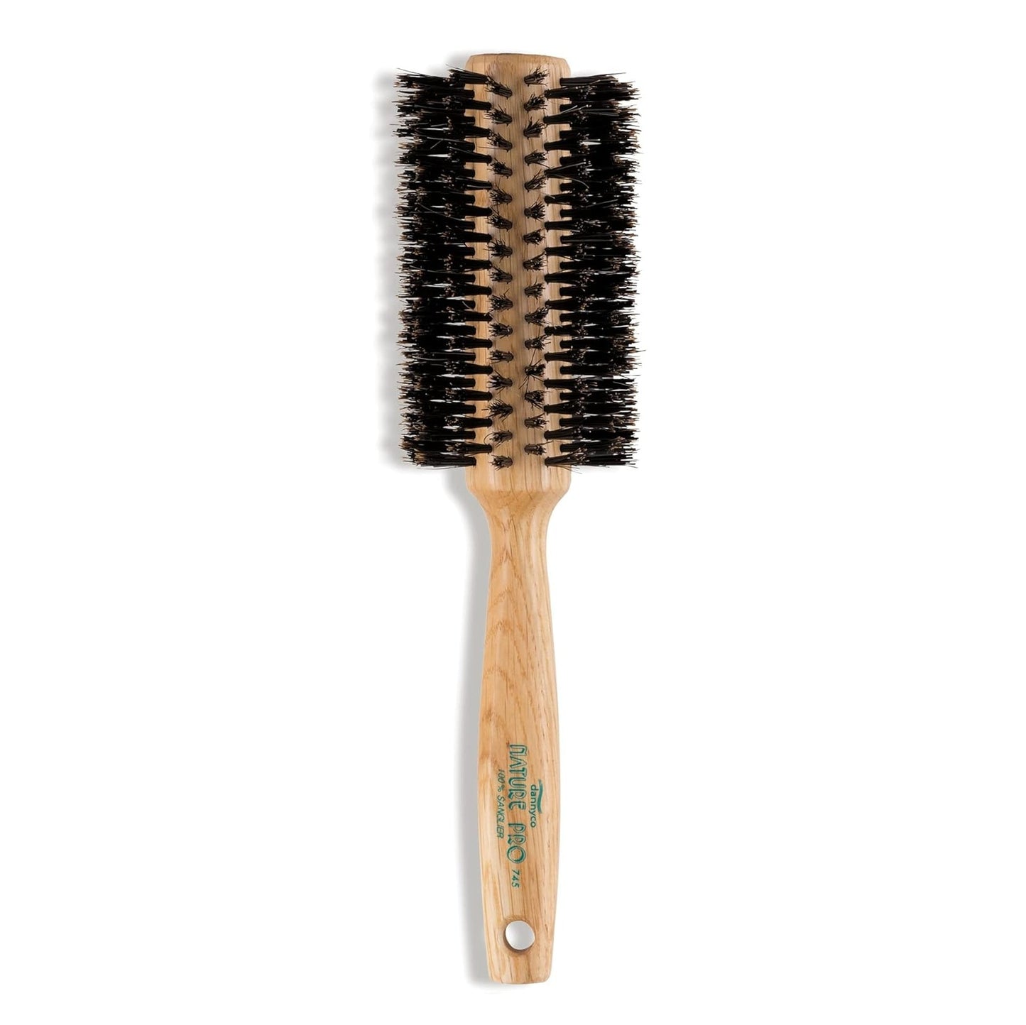 DANNYCO Nature Pro Circular Oak-Wood Brush - Natural Boar Bristles Extra-Large (16-Row)