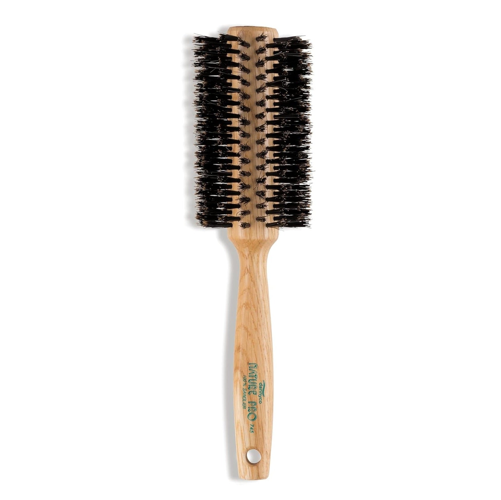DANNYCO Nature Pro Circular Oak-Wood Brush - Natural Boar Bristles Extra-Large (16-Row)