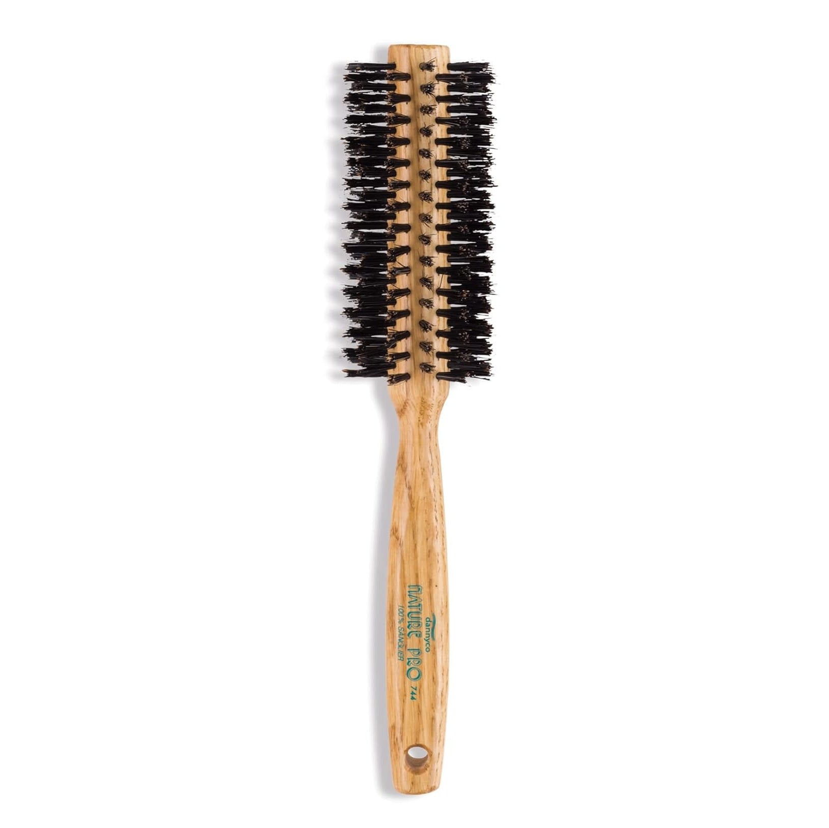 DANNYCO Nature Pro Circular Oak-Wood Brush - Natural Boar Bristles Large (12-Row)