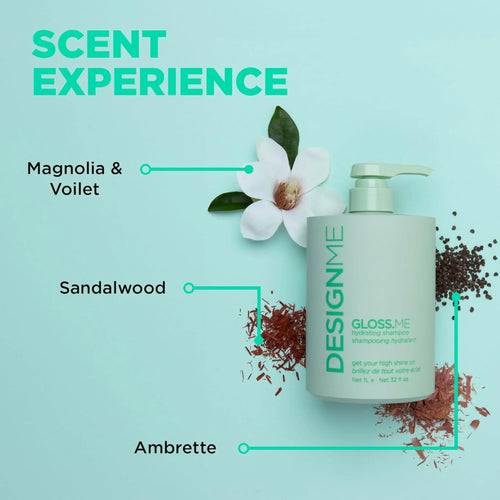 Load image 1 in gallery view. DESIGN.ME Gloss.me Hydrating Shampoo key ingredients