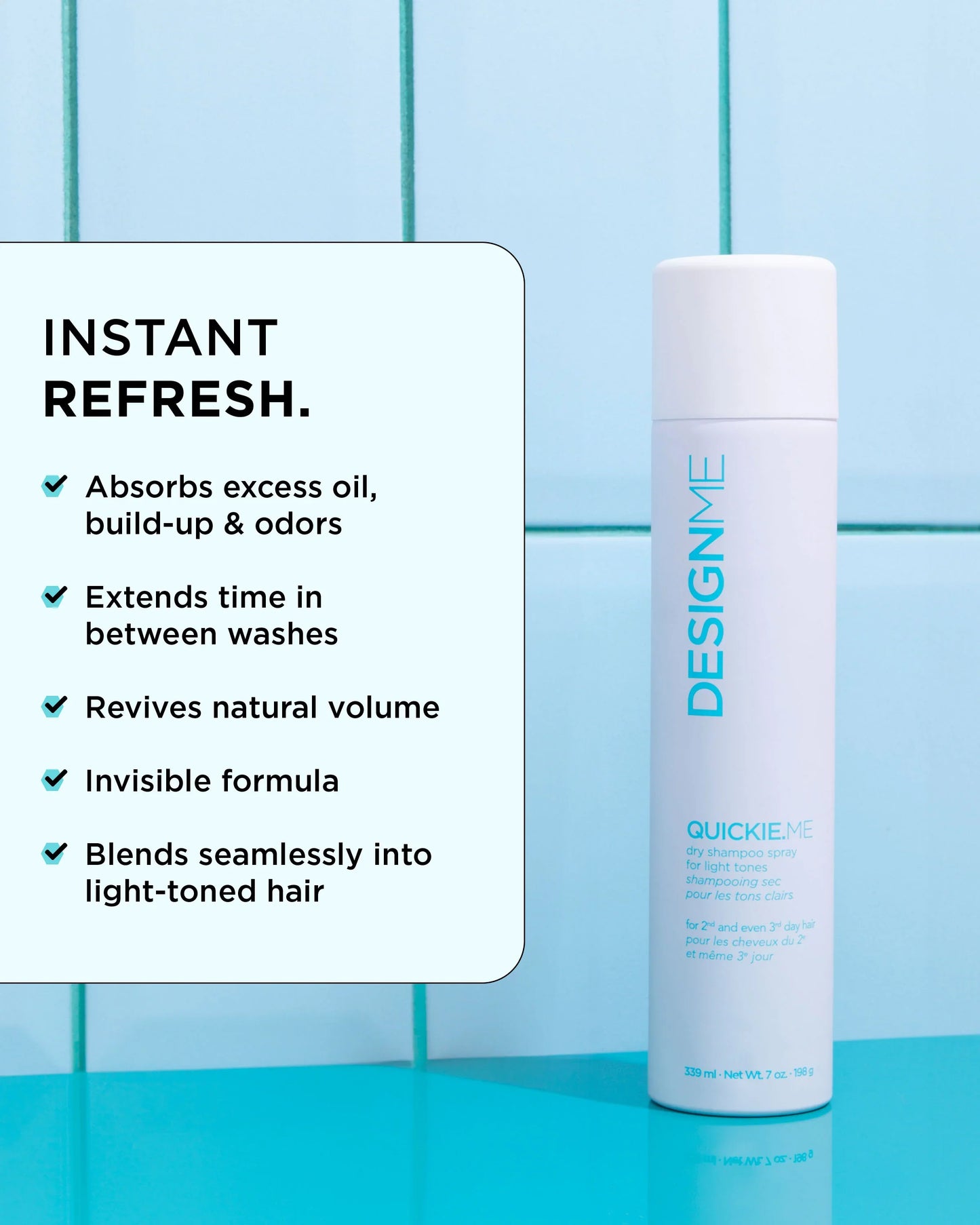 DESIGN.ME Quickie.me Dry Shampoo Light Tones benefits