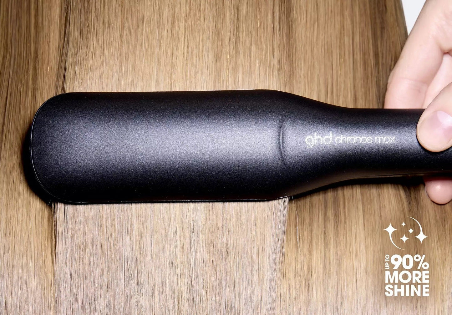 GHD Chronos Max HD Motion-Responsive Wide Plate Styler 2" in use