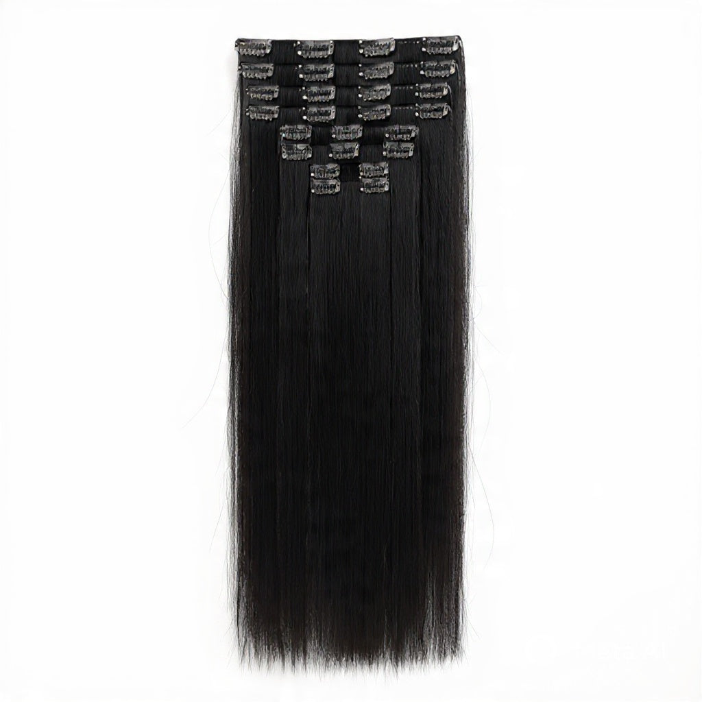 HONEY LOCKS 100% Remy Human Hair Clip-In Extensions 20"/ #1 Black / 200g
