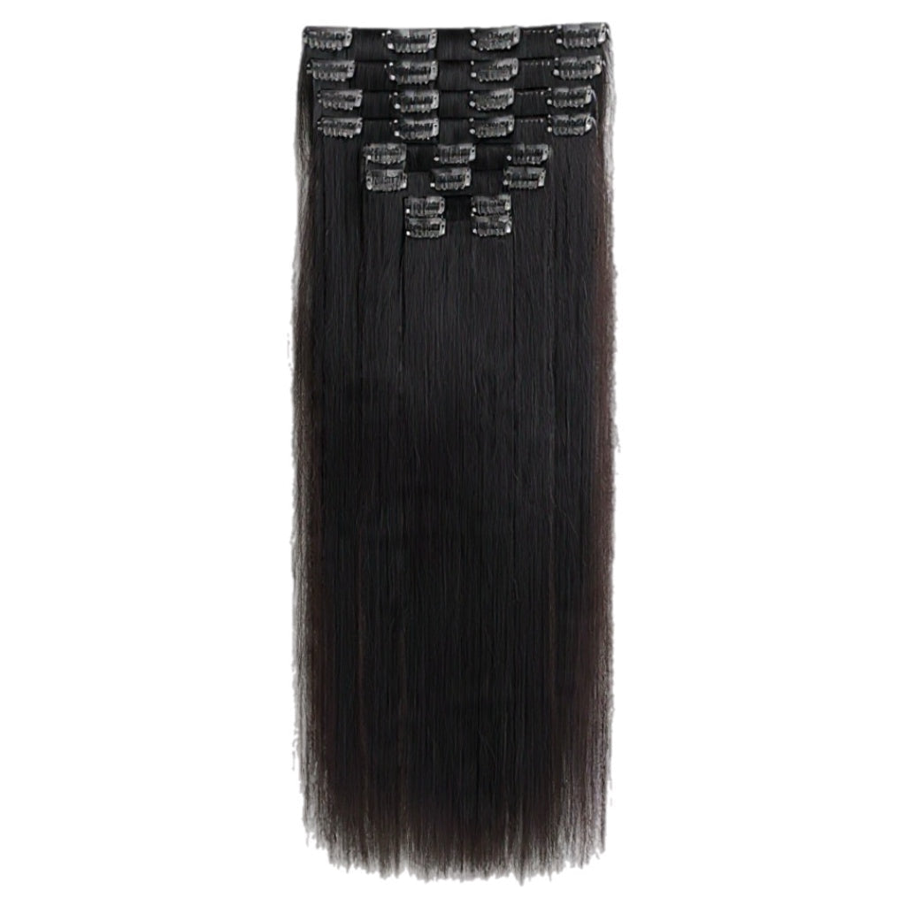 HONEY LOCKS 100% Remy Human Hair Clip-In Extensions 24"/ #1B Natural Black / 200g