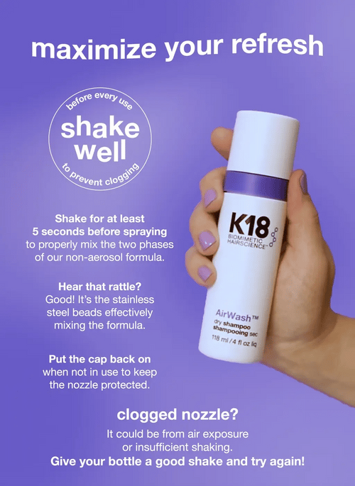 Load image 1 in gallery view. K18 Air Wash Dry Shampoo shake