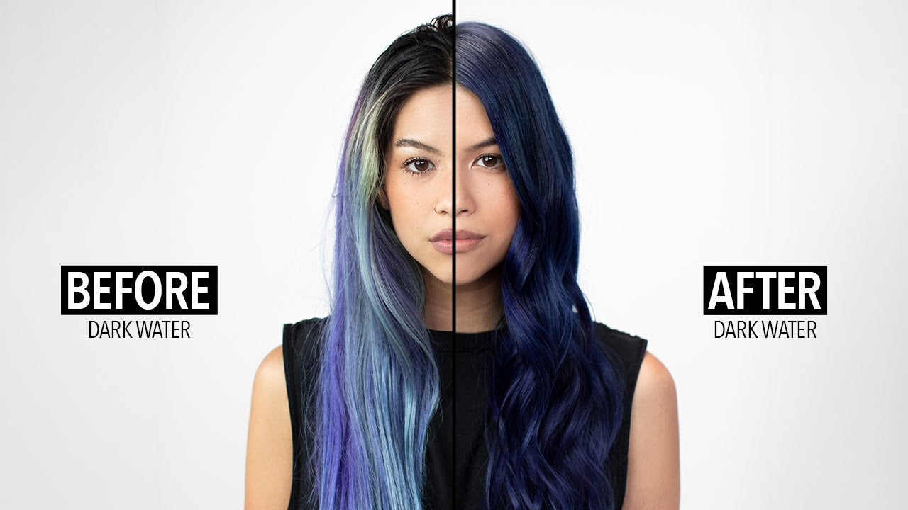 PULPRIOT Semi-Permanent Color Dark Water Midnight Blue Before After