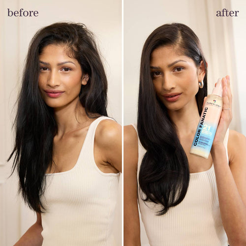 Load image 1 in gallery view. PUREOLOGY Color Fanatic Multi-Tasking Leave-in Spray Before After