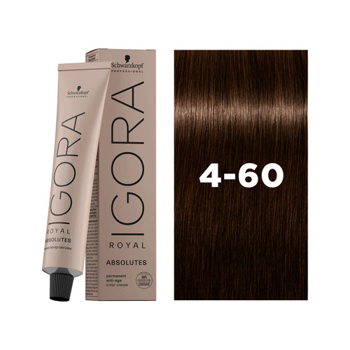 Load image 1 in gallery view. IGORA ROYAL ABSOLUTES Permanent Hair Color 4-60 Medium Brown Chocolate Natural