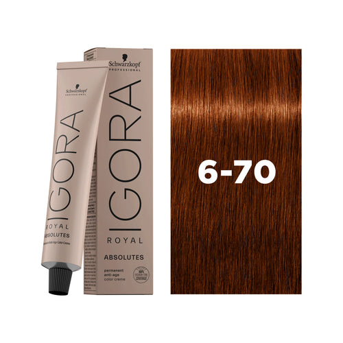 Load image 1 in gallery view. IGORA ROYAL ABSOLUTES Permanent Hair Color 6-70 Dark Blonde Copper Natural