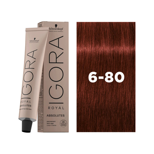 Load image 1 in gallery view. IGORA ROYAL ABSOLUTES Permanent Hair Color 6-80 Dark Blonde Red Natural