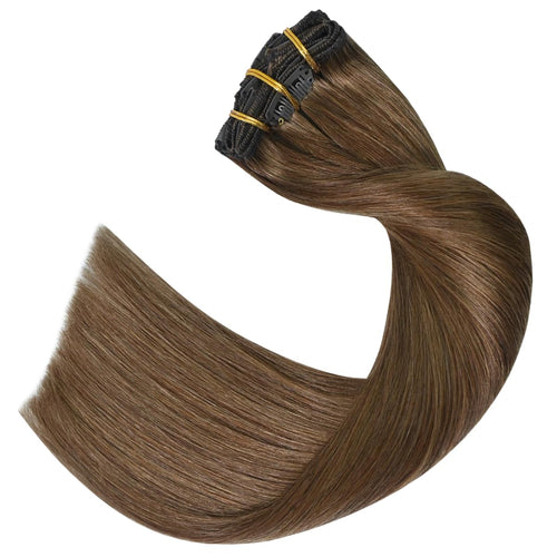 Load image 1 in gallery view. HONEY LOCKS 100% Remy Human Hair Clip-In Extensions 20"/ #8 Light Brown / 200g