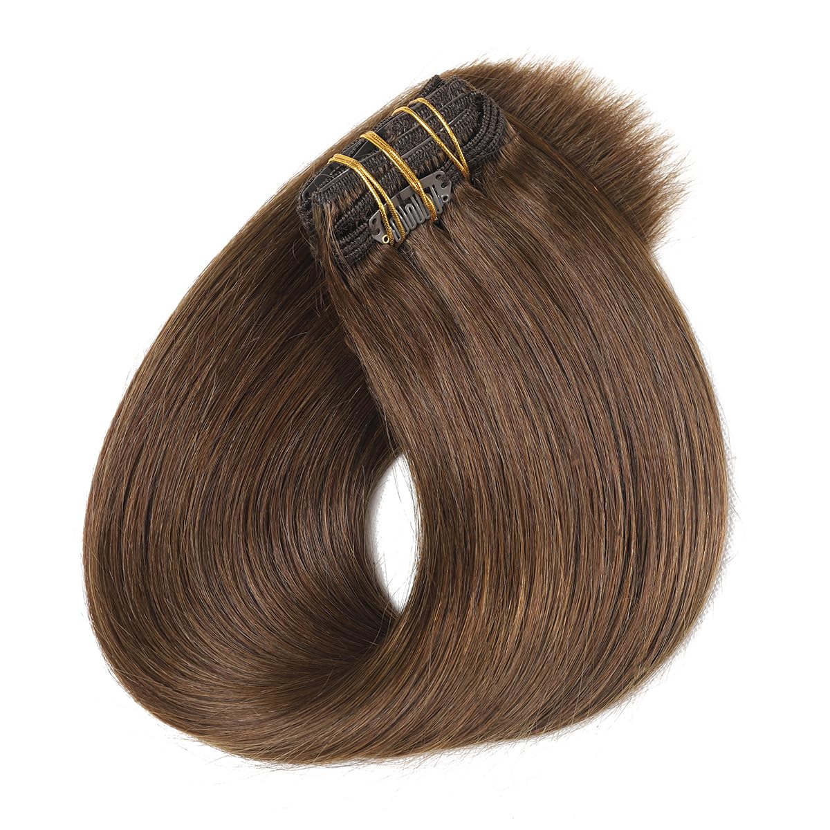 HONEY LOCKS 100% Remy Human Hair Clip-In Extensions 20"/ #8 Light Brown / 200g