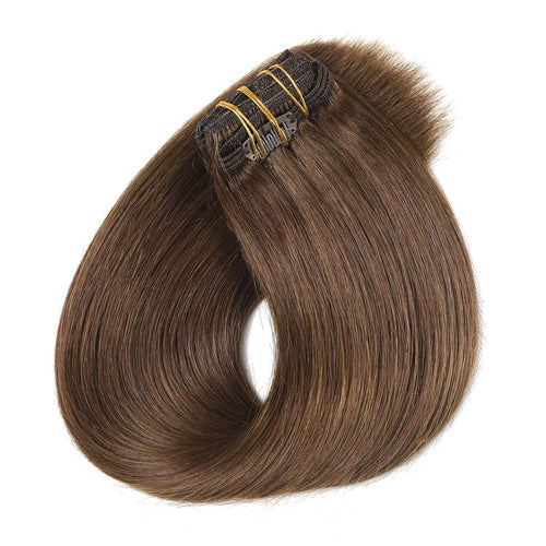 Load image 1 in gallery view. HONEY LOCKS 100% Remy Human Hair Clip-In Extensions 20"/ #8 Light Brown / 200g