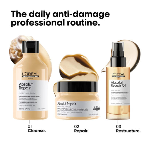 Load image 1 in gallery view. L'ORÉAL Absolut Repair Protein + Gold Quinoa Shampoo
