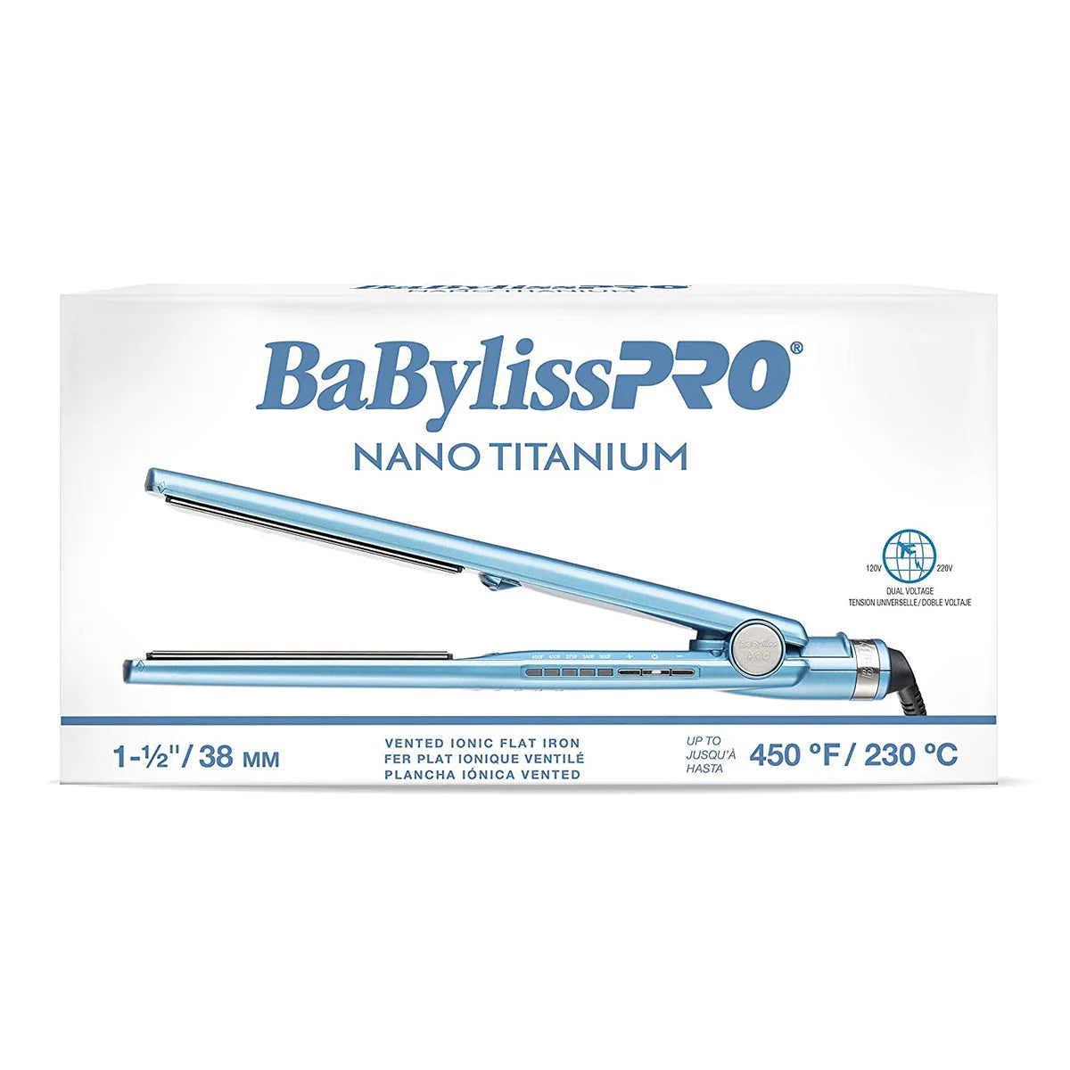 BaBylissPRO Nano Titanium Vented Ionic Flat Iron 1½” / 38 mm