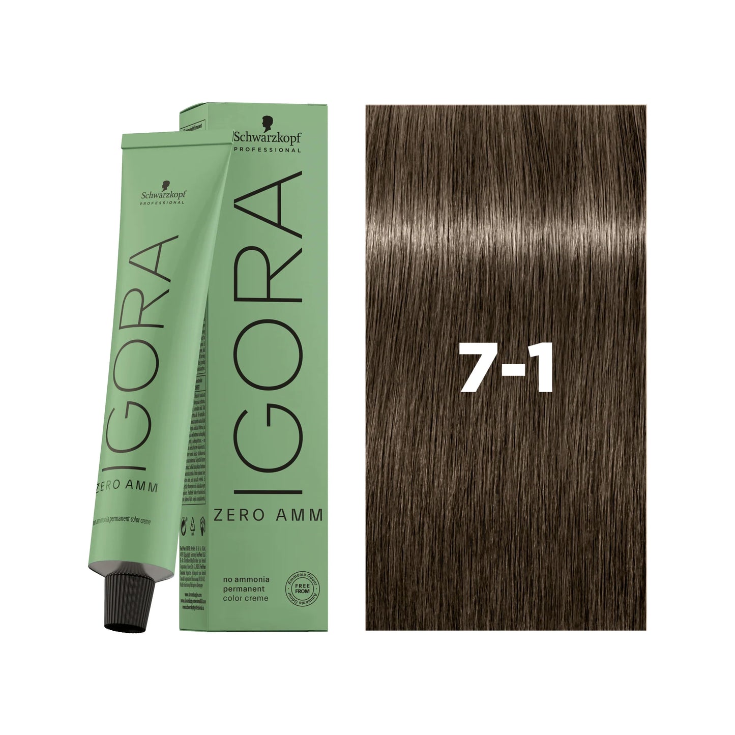 IGORA ZERO AMM Ammonia-Free Permanent Color 7-1 Medium Blonde Cendré