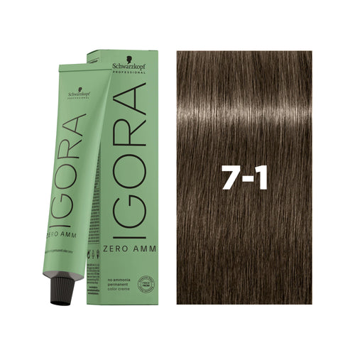 Load image 1 in gallery view. IGORA ZERO AMM Ammonia-Free Permanent Color 7-1 Medium Blonde Cendré